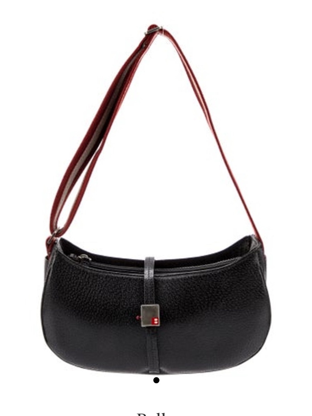 Bally Black Leather Shoulder Bag with Red and white Strap